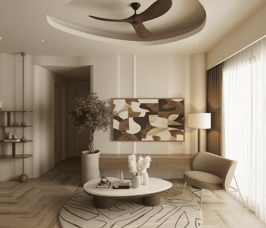 Chi tiết vật liệu cao cấp như đá marble và nhung trong thiết kế nội thất thanh lịch