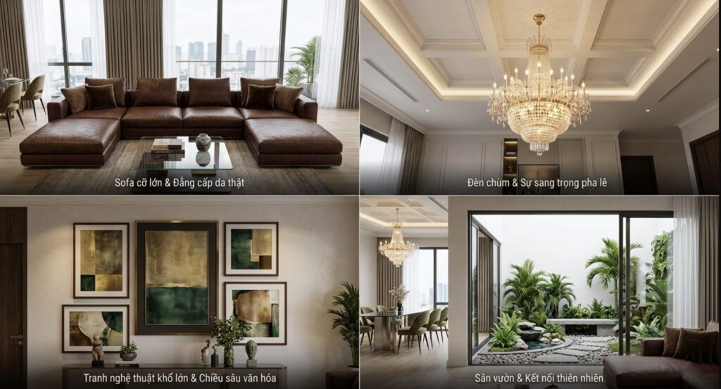 Diện tích nội thất phòng khách lớn