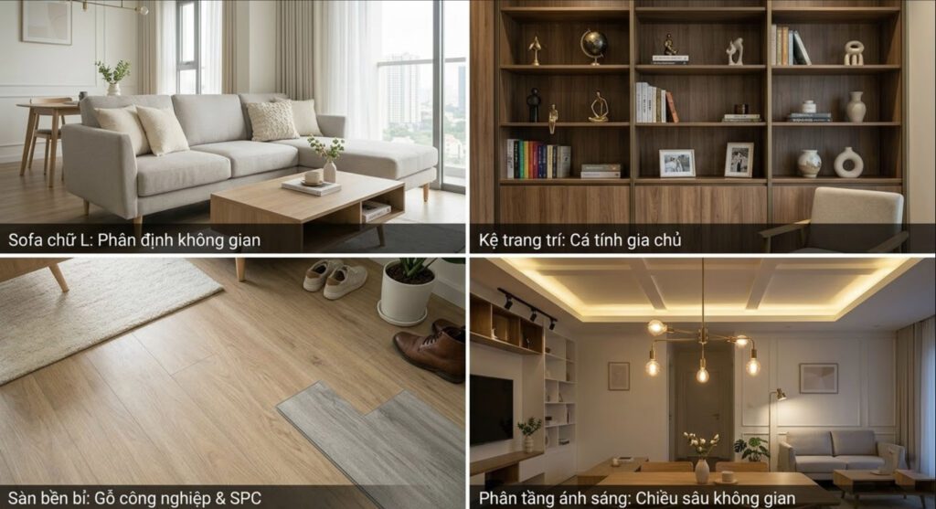 Diện tích nội thất phòng khách trung bình