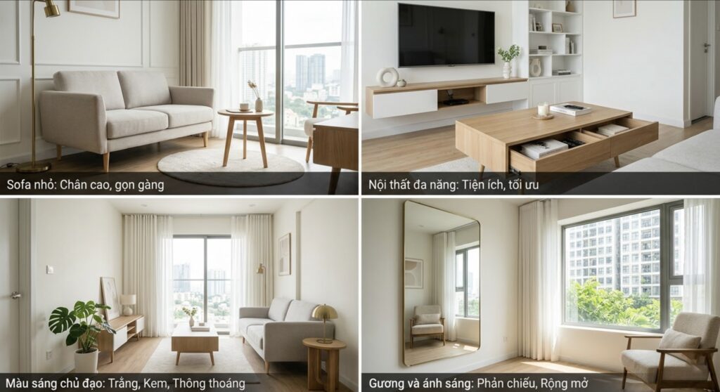 Diện tích phòng nội thất phòng khách nhỏ
