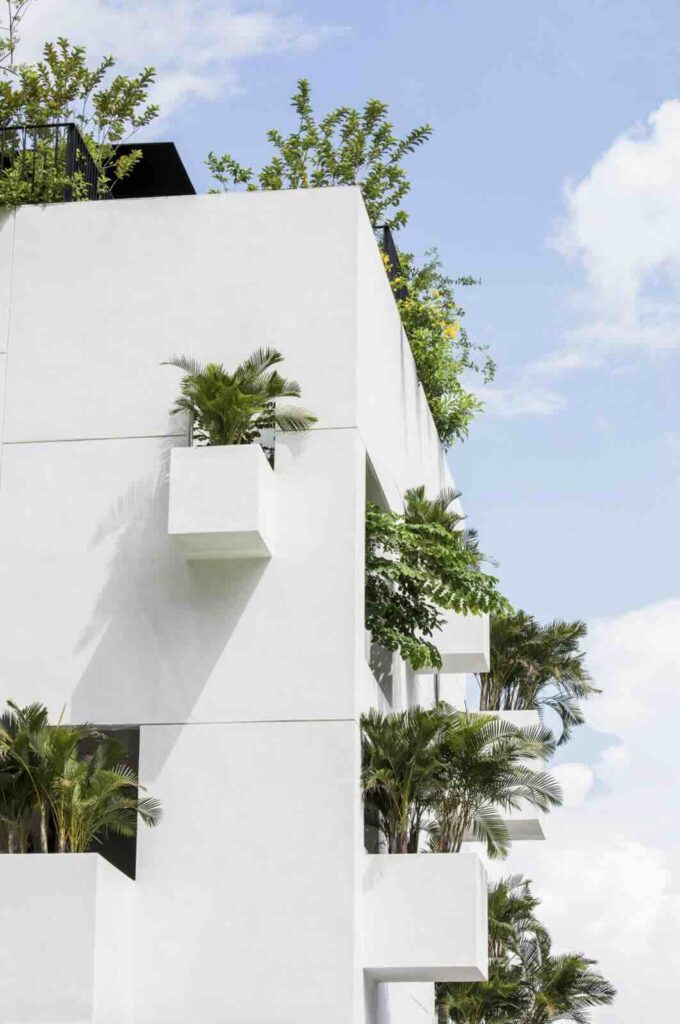 MIA Design Studio trang trí nhà kiểu Việt với những chậu cây nhô ra ngoài
